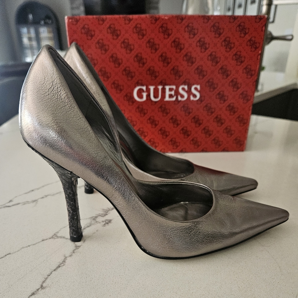 Guess Silver Stiletto Heels Metallic Pumps